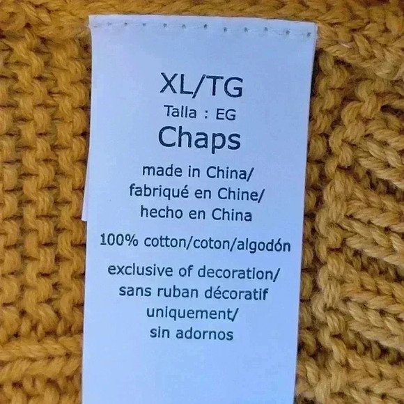 NWOT Chaps Dark Mustard Yellow Cable Knit Heavyweight Sweater, Size XL - Picture 9 of 9